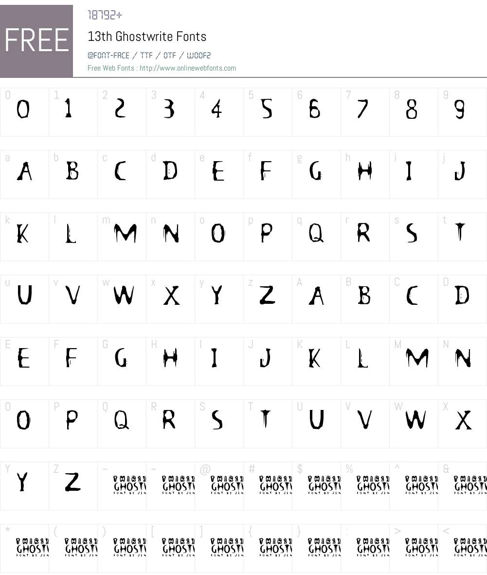 13th Ghostwrite Font Screenshots