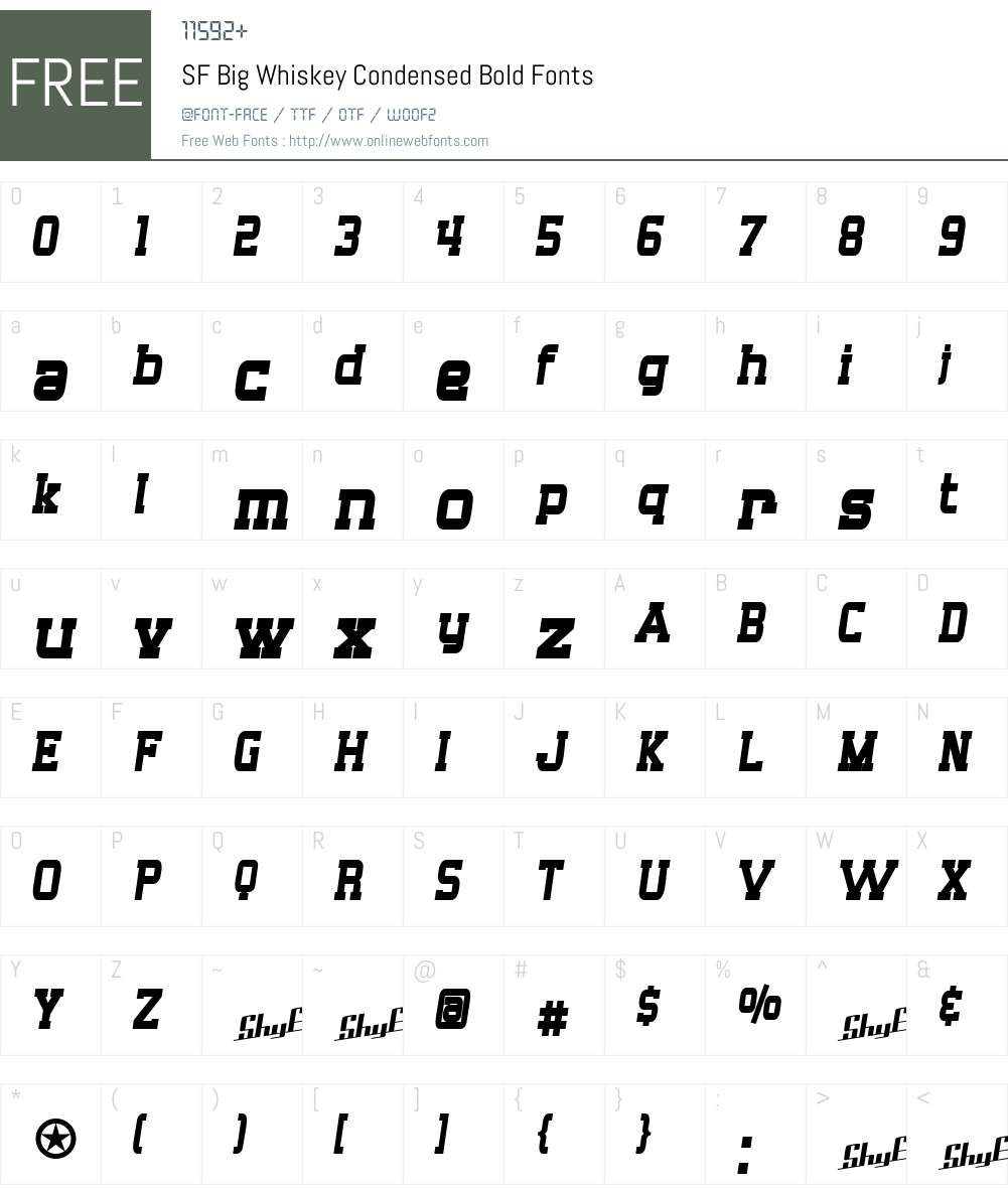 SF Big Whiskey Condensed Font Screenshots