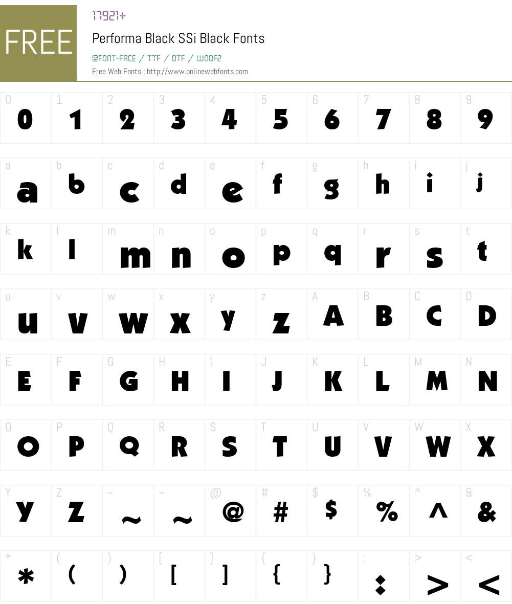 Performa Black SSi Font Screenshots