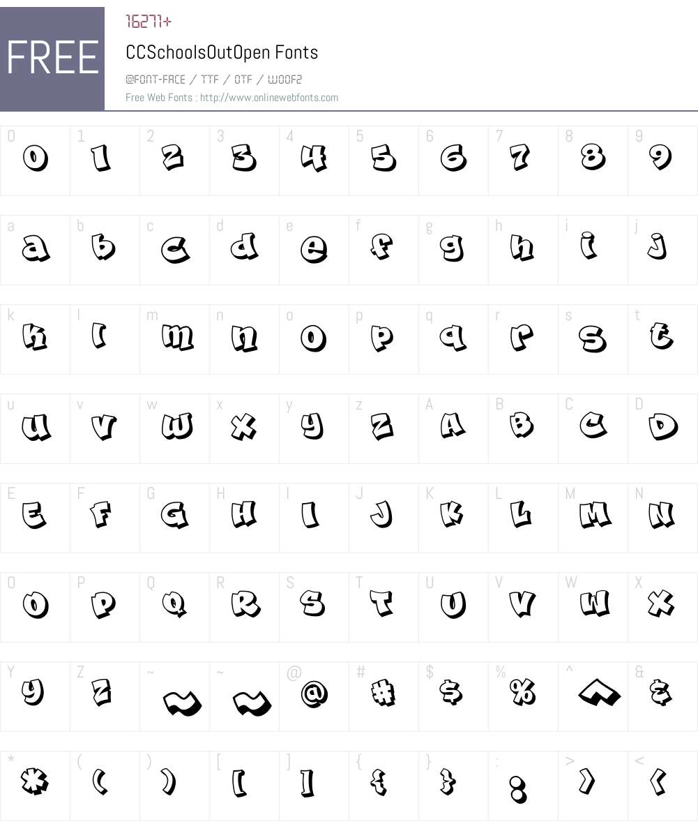 CCSchoolsOutOpen Font Screenshots
