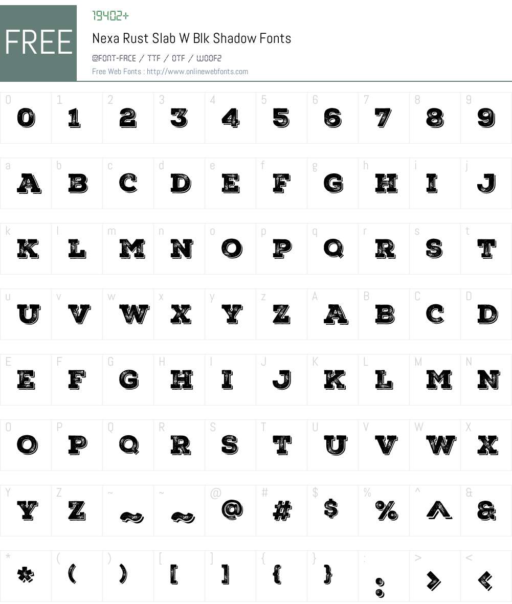 NexaRustSlabW-BlkShadow Font Screenshots