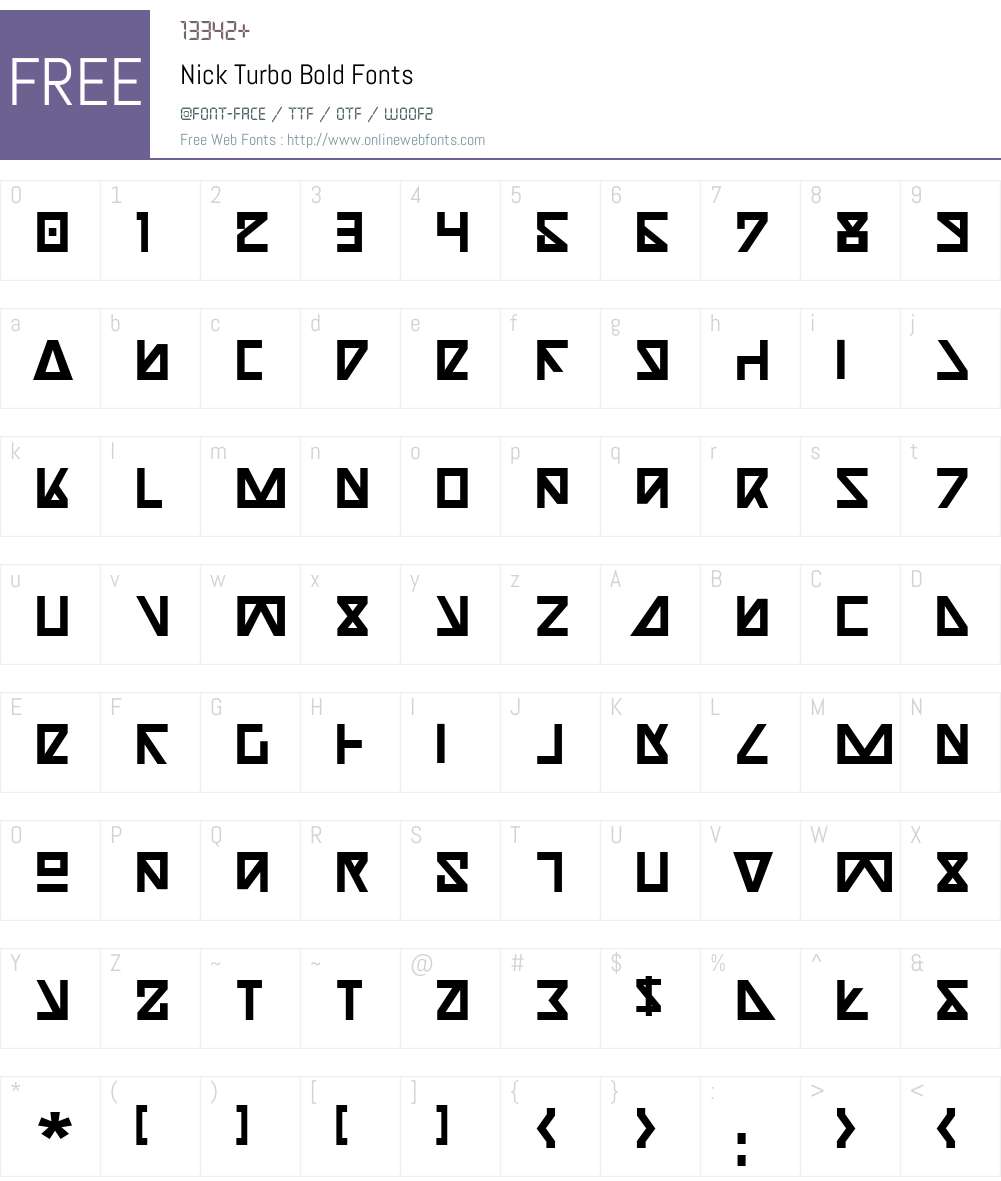 Nick Turbo Bold Font Screenshots