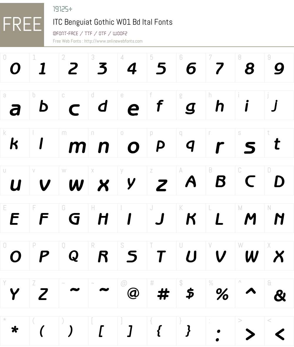 ITCBenguiatGothicW01-BdItal Font Screenshots