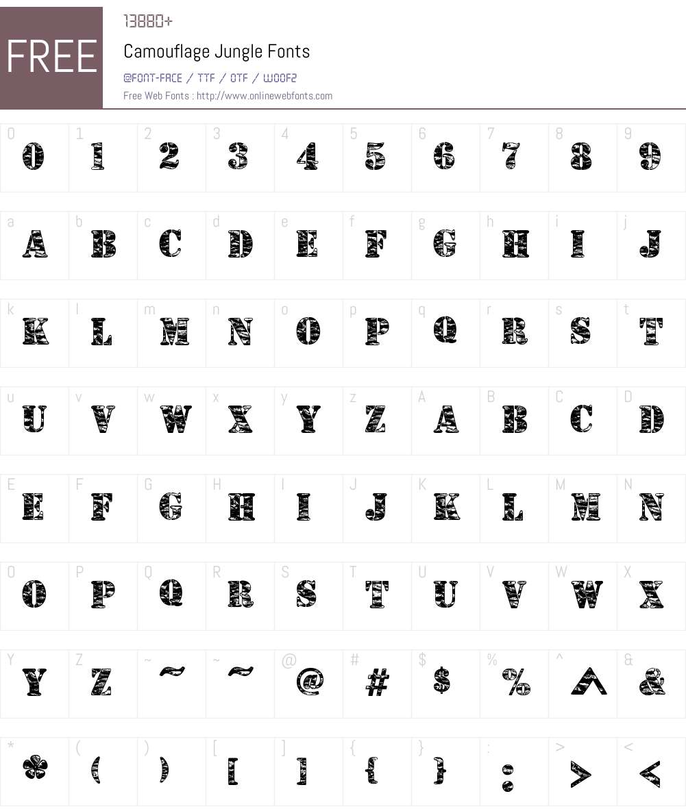 Camouflage Jungle Font Screenshots