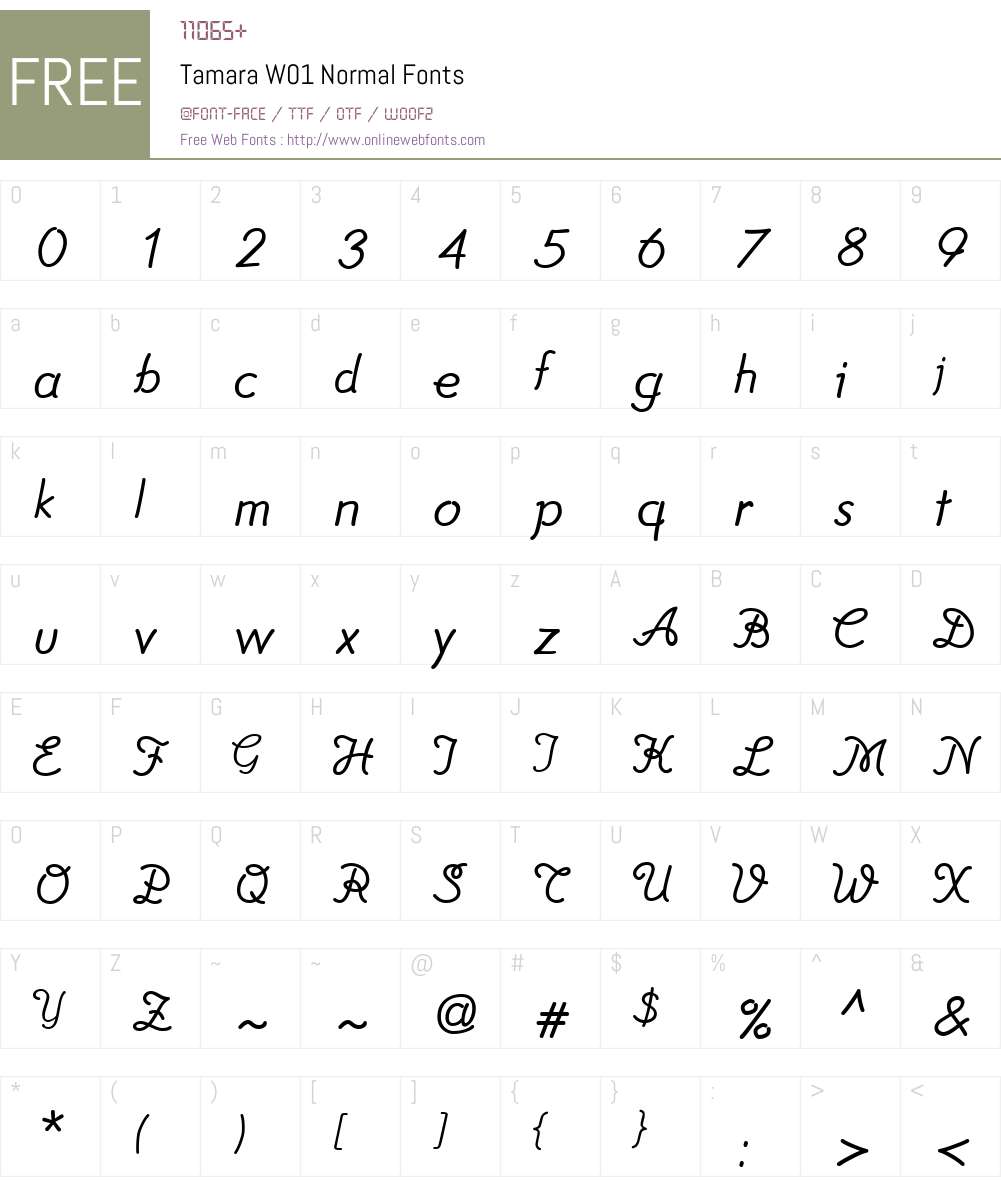 TamaraW01-Normal Font Screenshots