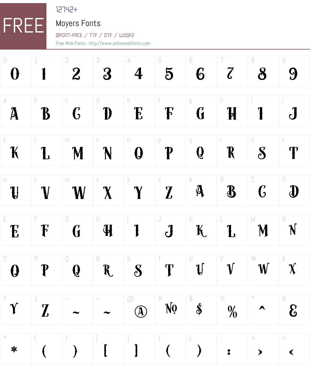Moyers Font Screenshots