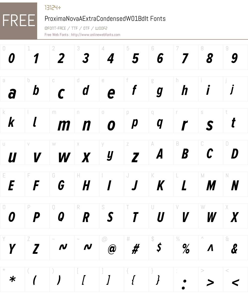 ProximaNovaAExtraCondensedW01-BdIt Font Screenshots