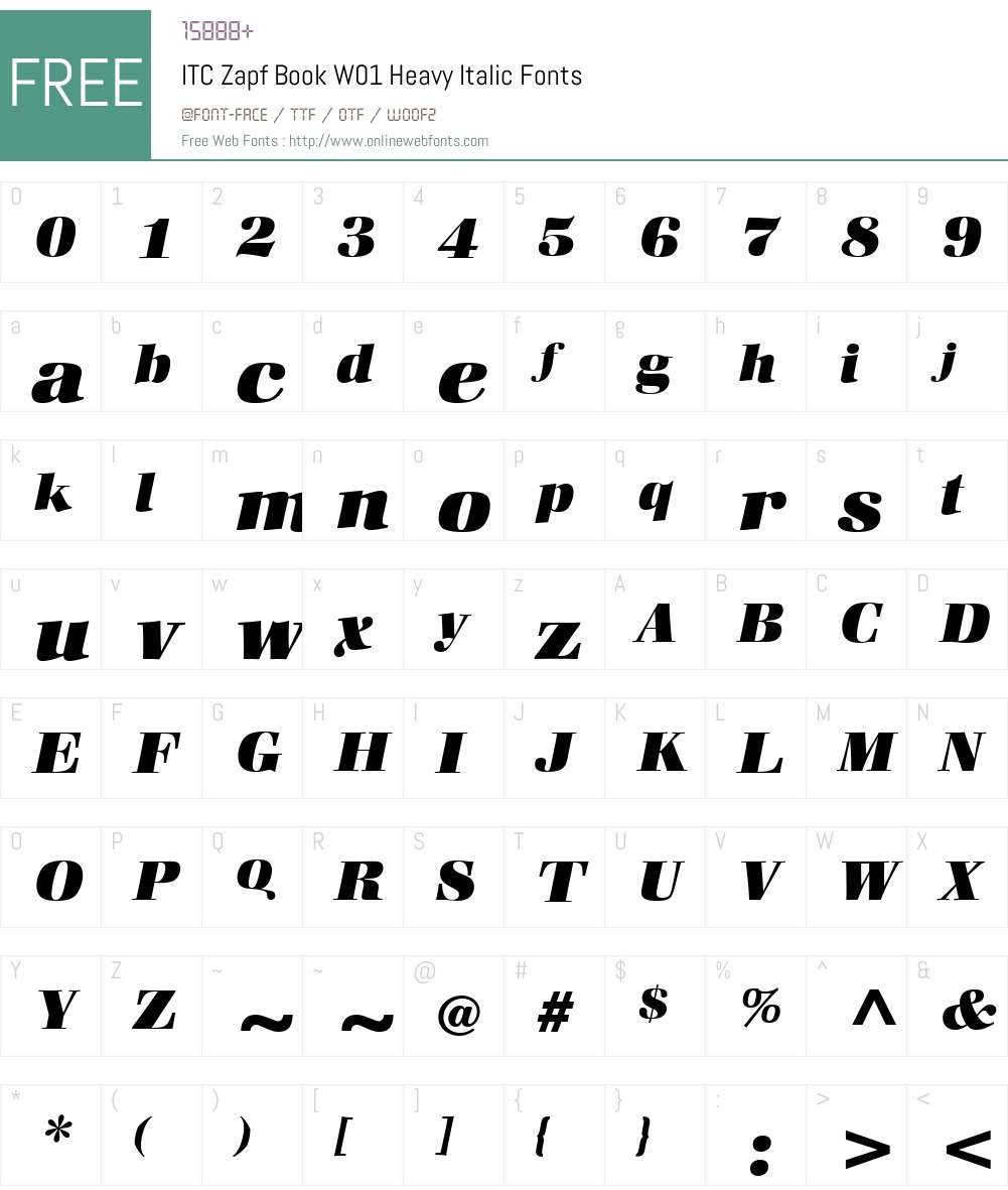 ITCZapfBookW01-HeavyItalic Font Screenshots