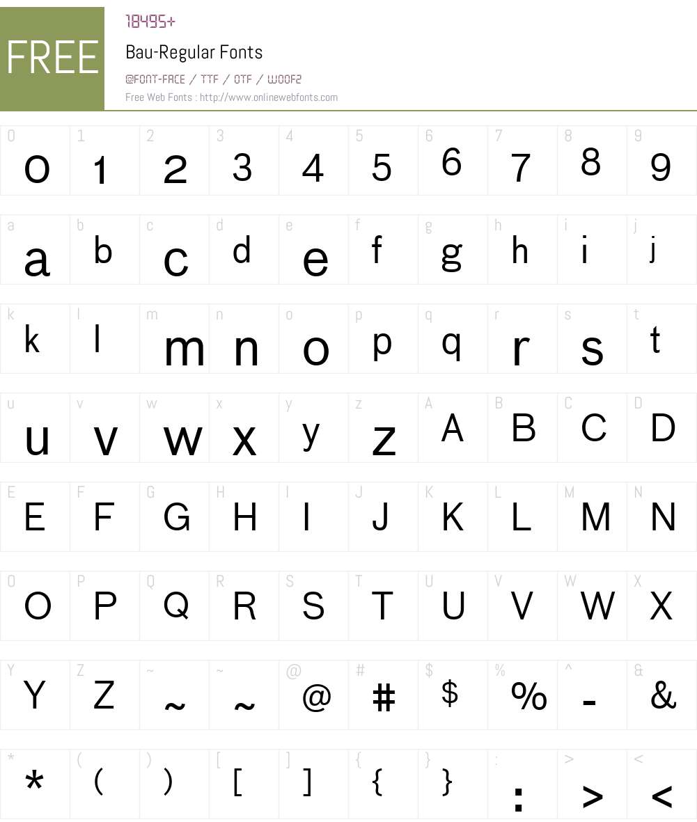 Bau-Regular Font Screenshots