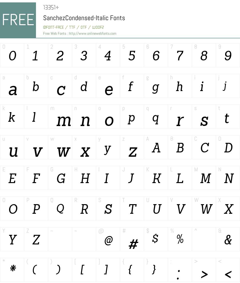 Sanchez Condensed Font Screenshots