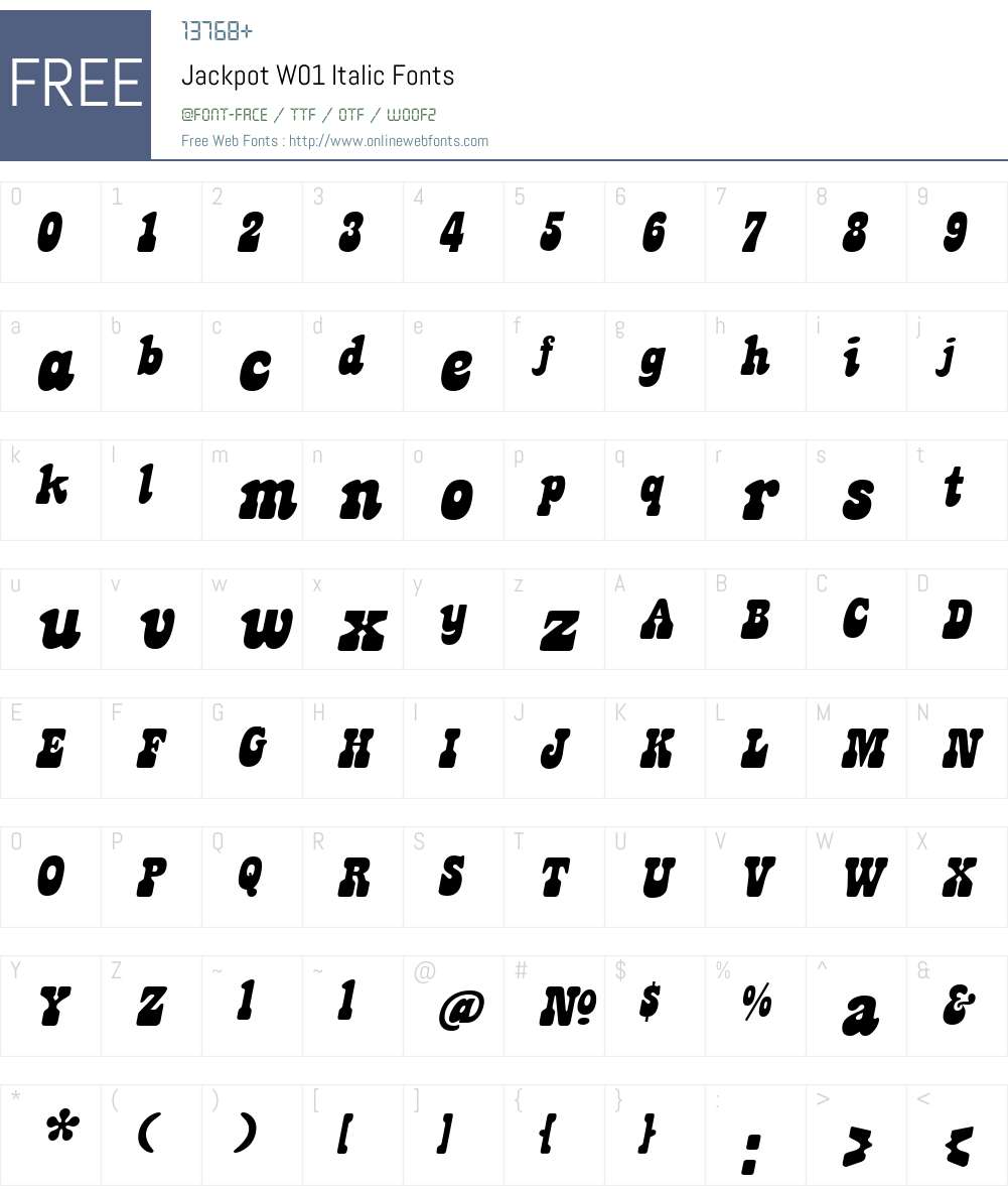 JackpotW01-Italic Font Screenshots