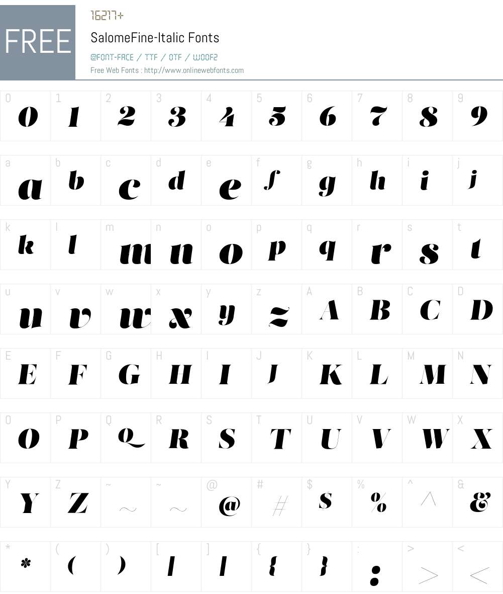 Salome Fine Font Screenshots