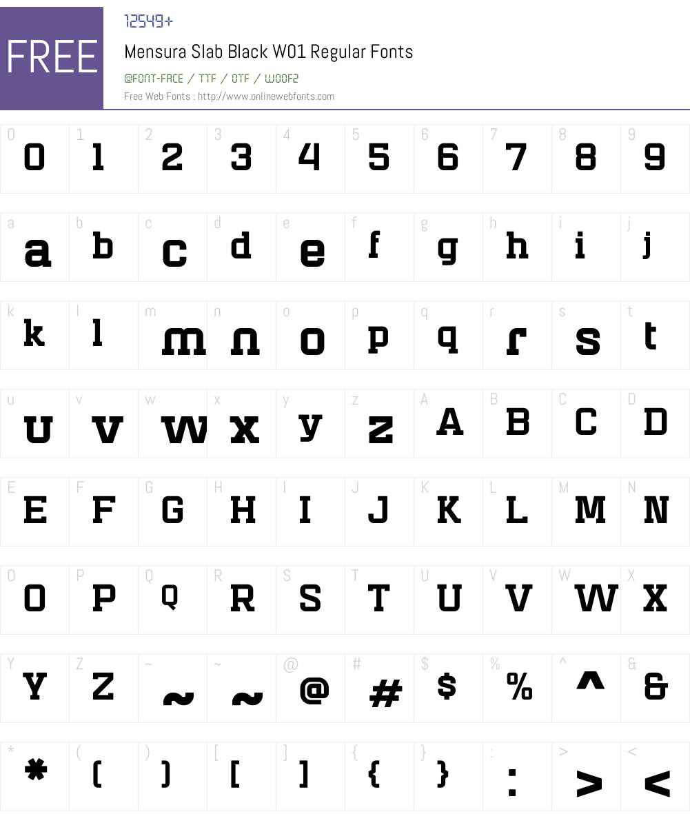 MensuraSlabBlackW01-Rg Font Screenshots