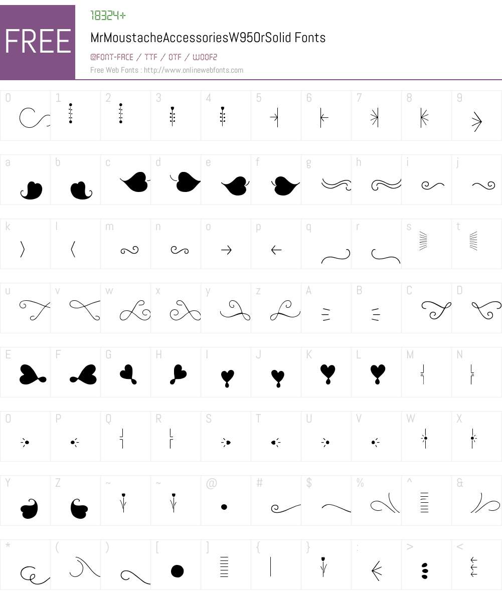MrMoustacheAccessoriesW95-OrSolid Font Screenshots