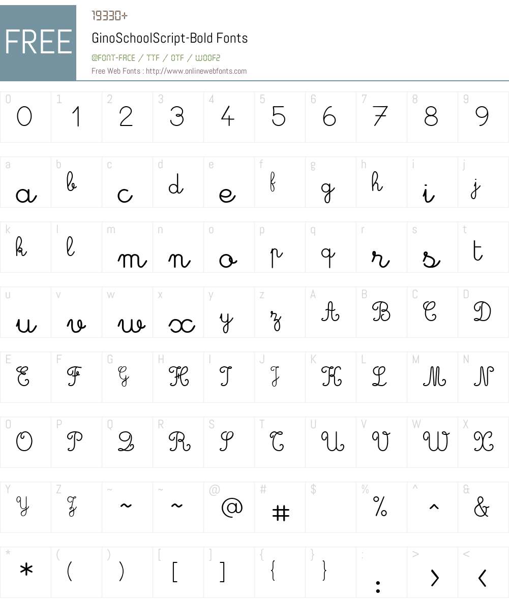 GinoSchoolScript Font Screenshots