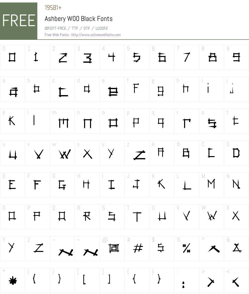 AshberyW00-Black Font Screenshots
