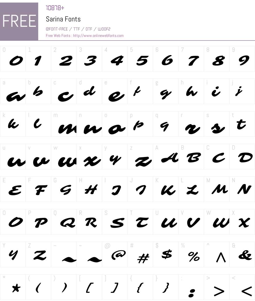 Sarina Font Screenshots