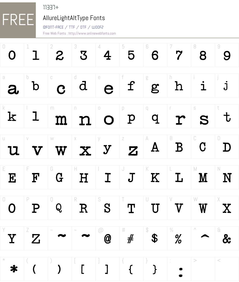 AllureLightAltType Font Screenshots