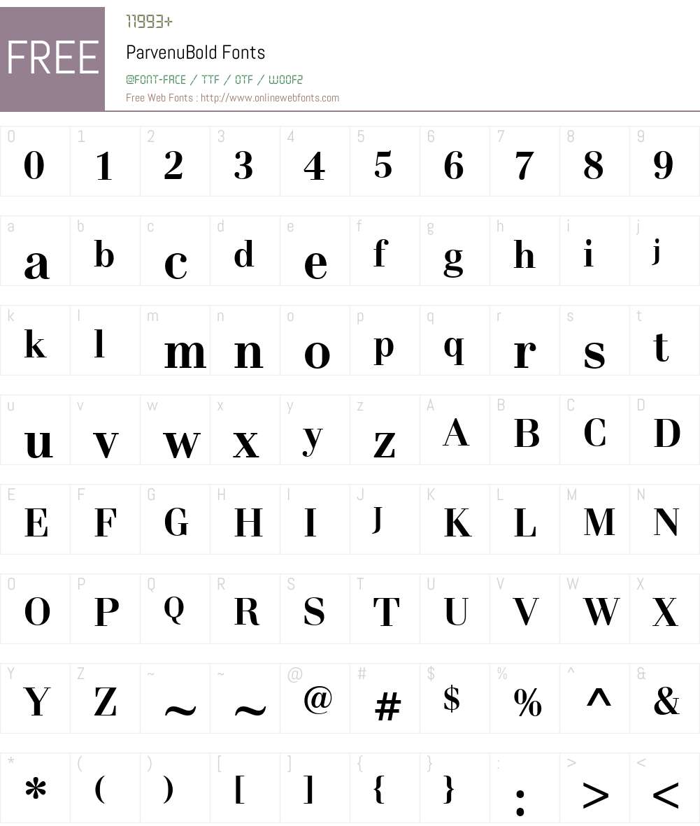 ParvenuW01-Bd Font Screenshots
