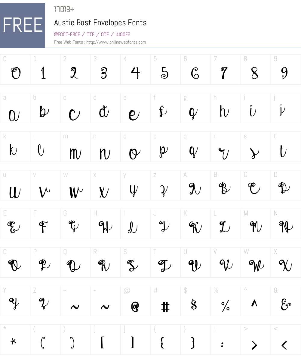 Austie Bost Envelopes Font Screenshots