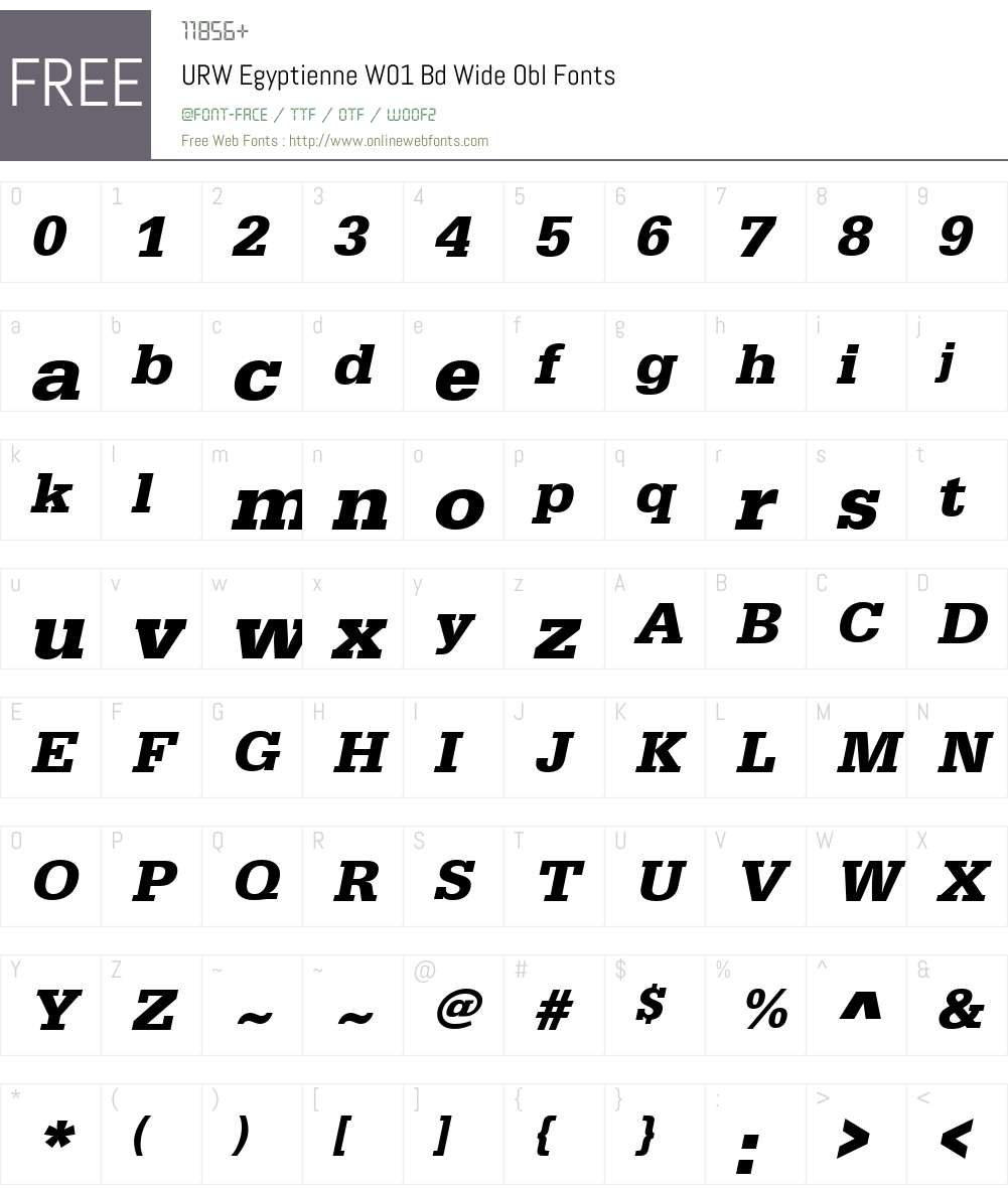URWEgyptienneW01-BdWideObl Font Screenshots