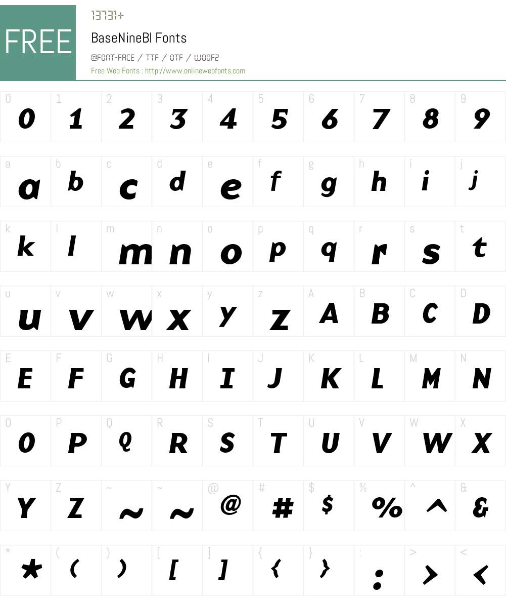 BaseNineBI Font Screenshots