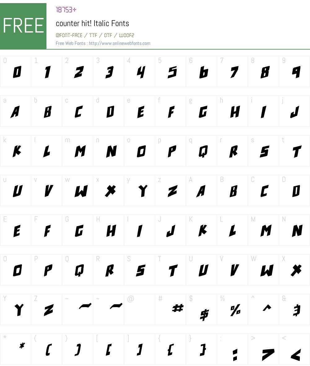 counter hit! Font Screenshots