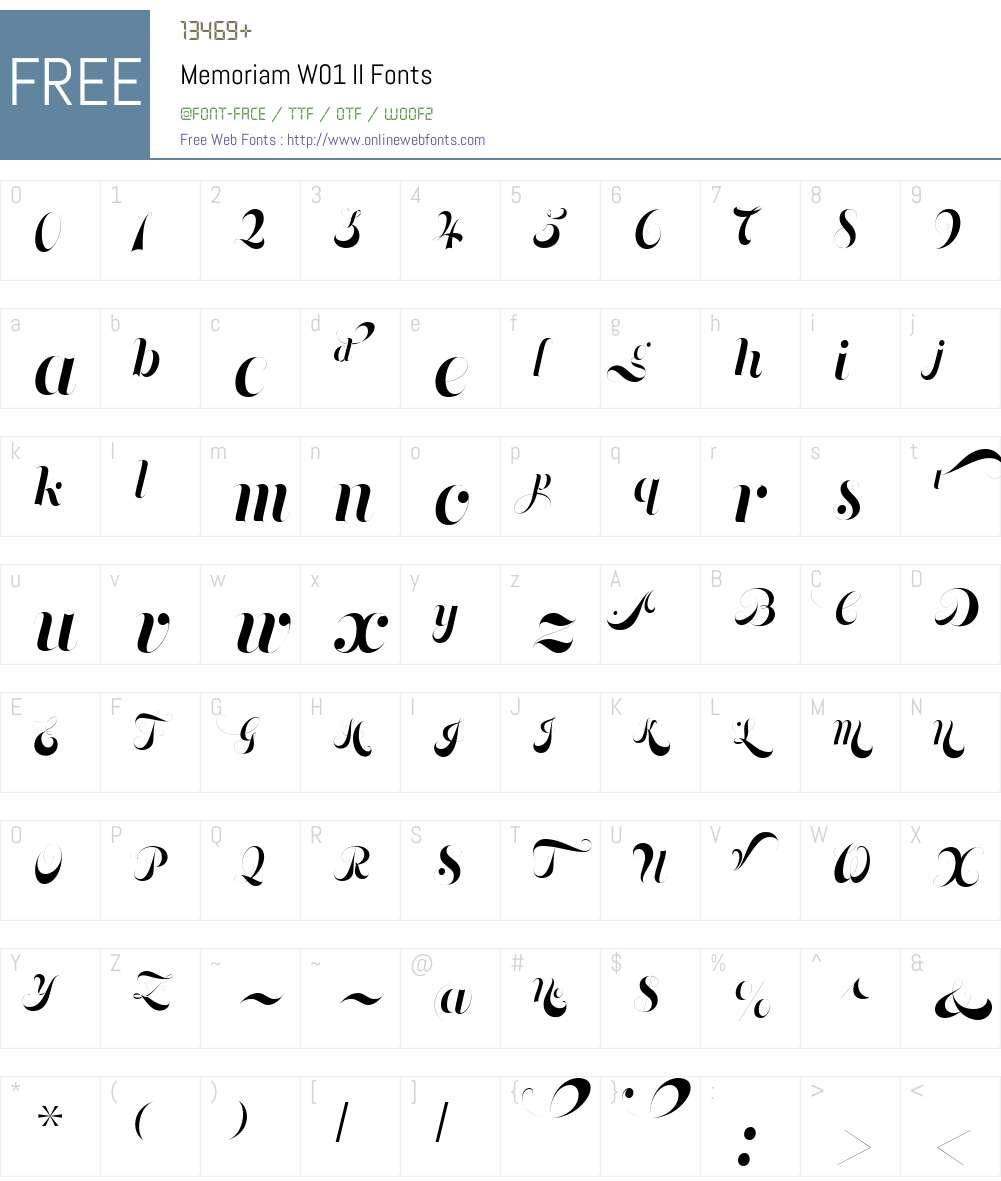 MemoriamW01-II Font Screenshots