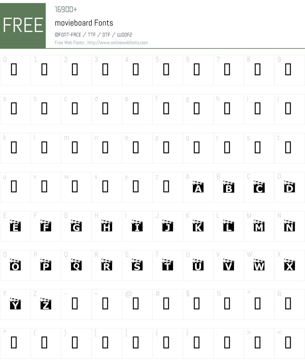 movieboard Font Screenshots