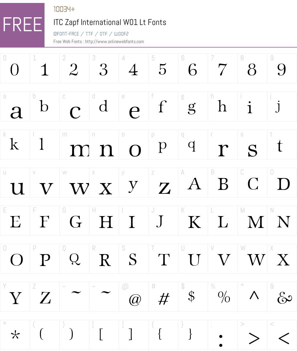 ITCZapfInternatW01-Lt Font Screenshots