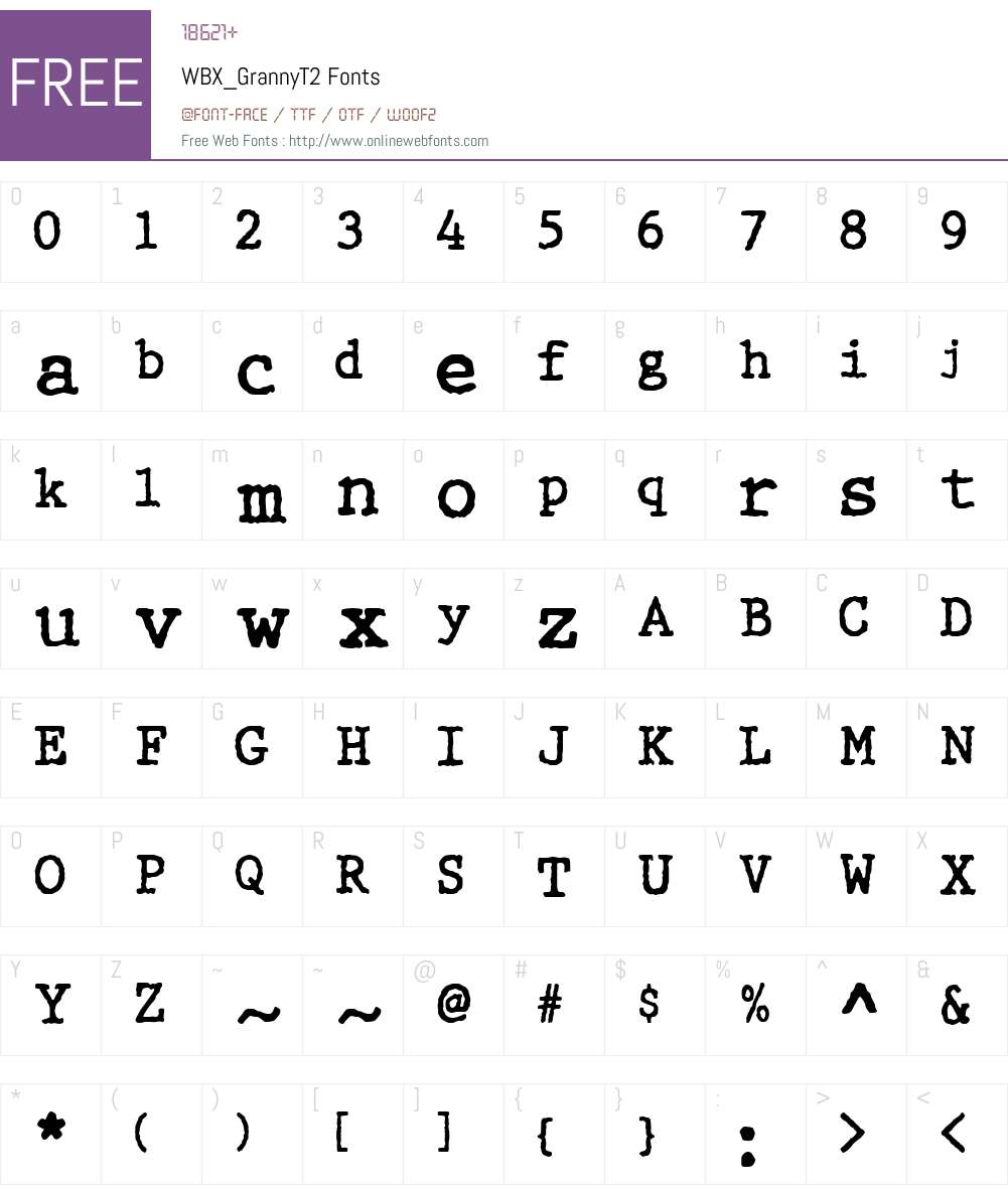 WBX_GrannyT2 Font Screenshots