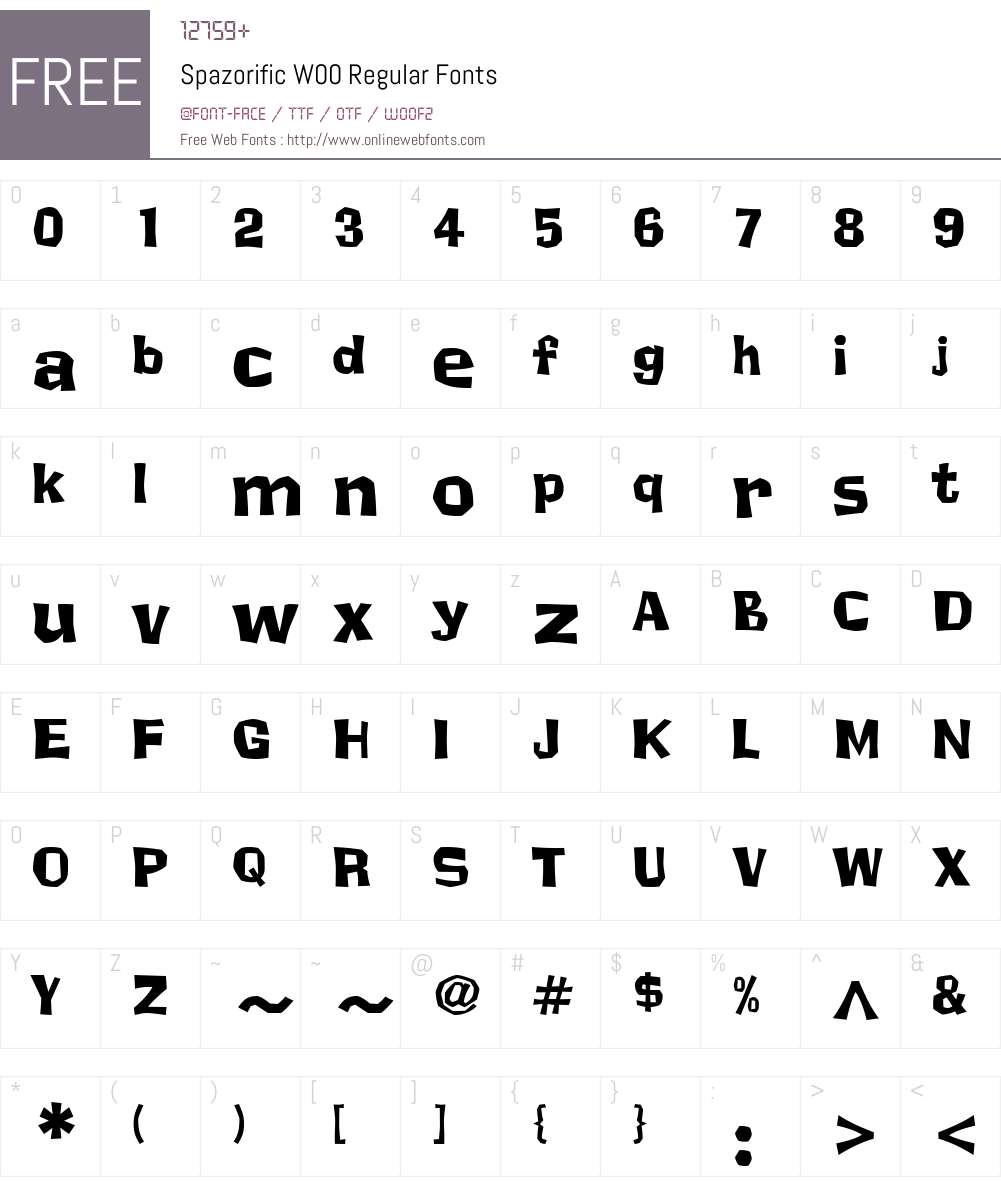 Spazorific Font Screenshots