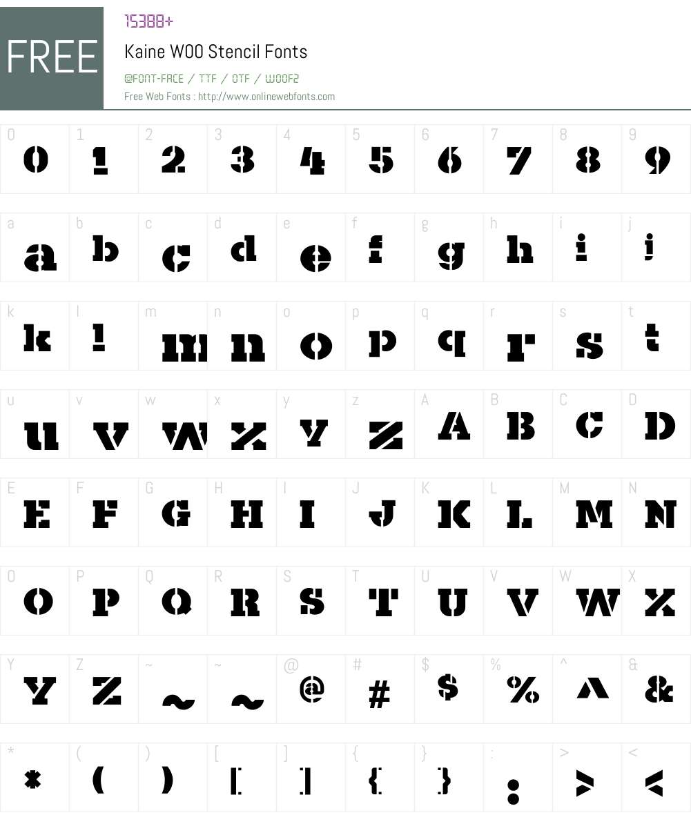 KaineW00-Stencil Font Screenshots