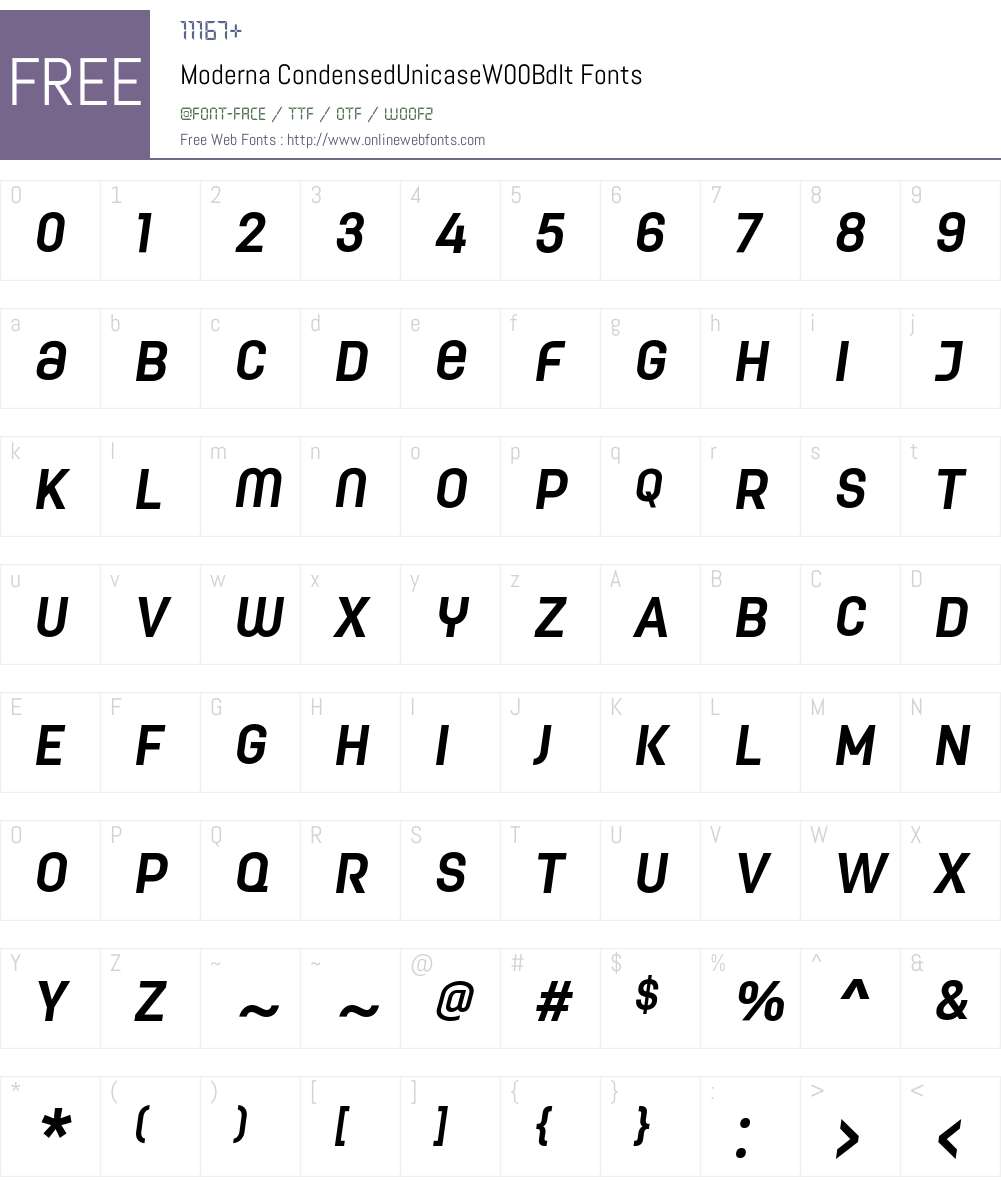 Moderna Condensed Font Screenshots