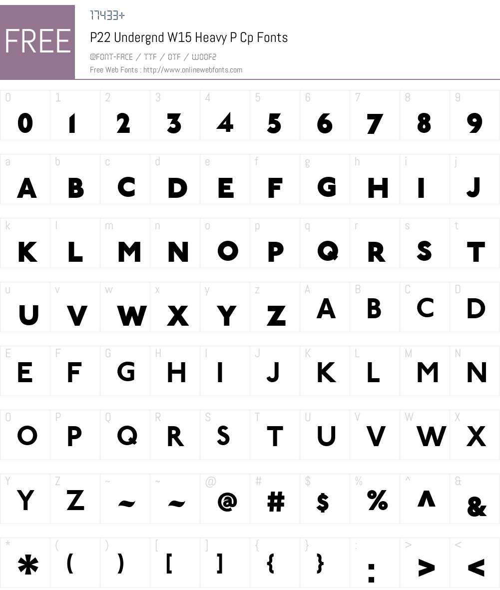 P22UndergndW15-HeavyPCp Font Screenshots
