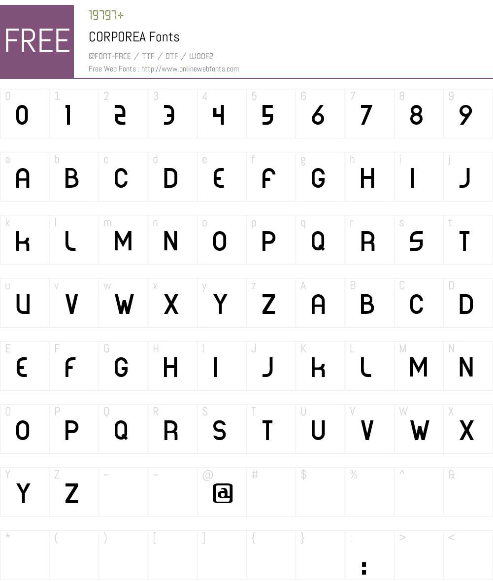 CORPOREA Font Screenshots