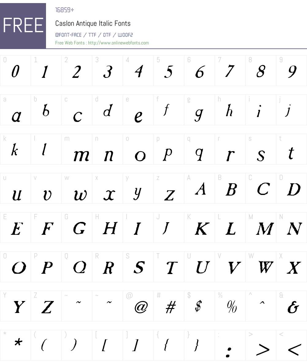 Caslon Antique Italic Font Screenshots