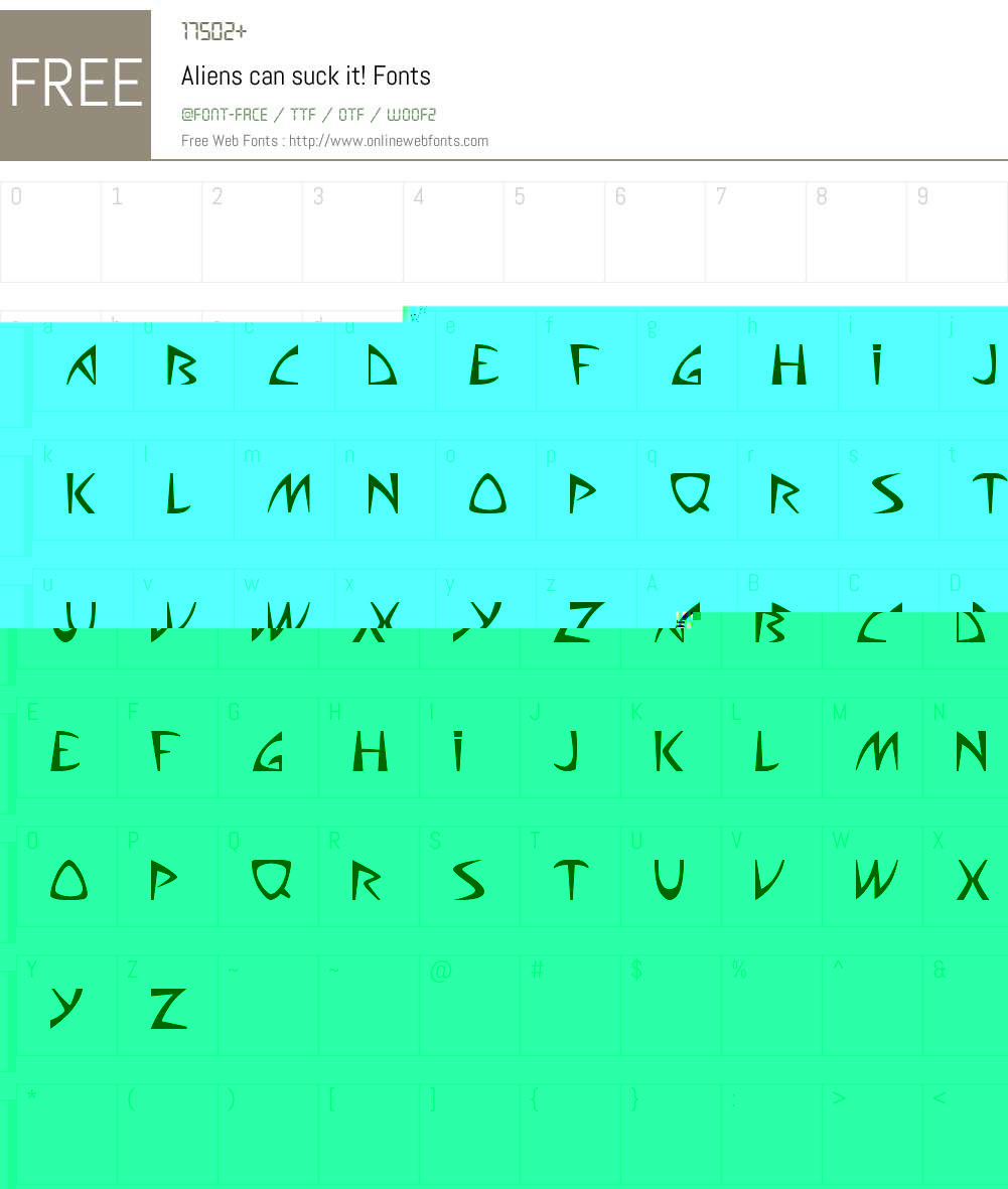 Aliens can suck it! Font Screenshots