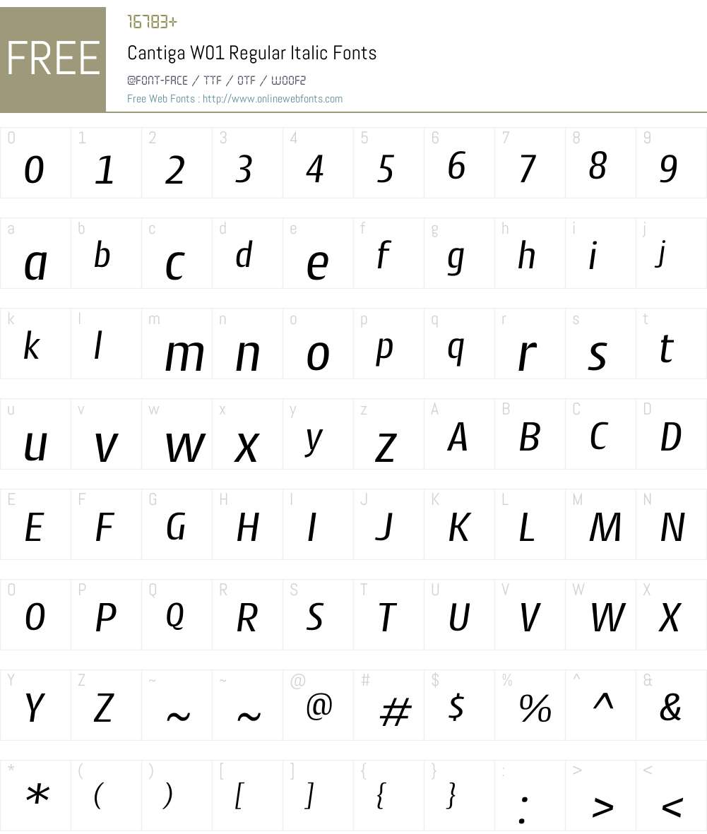 CantigaW01-RegularItalic Font Screenshots