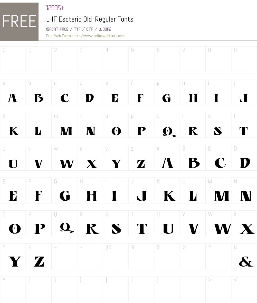 LHF Esoteric Old Regular Font Screenshots