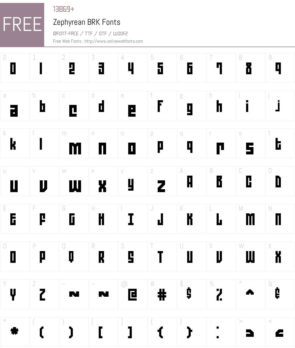 Zephyrean BRK Font Screenshots