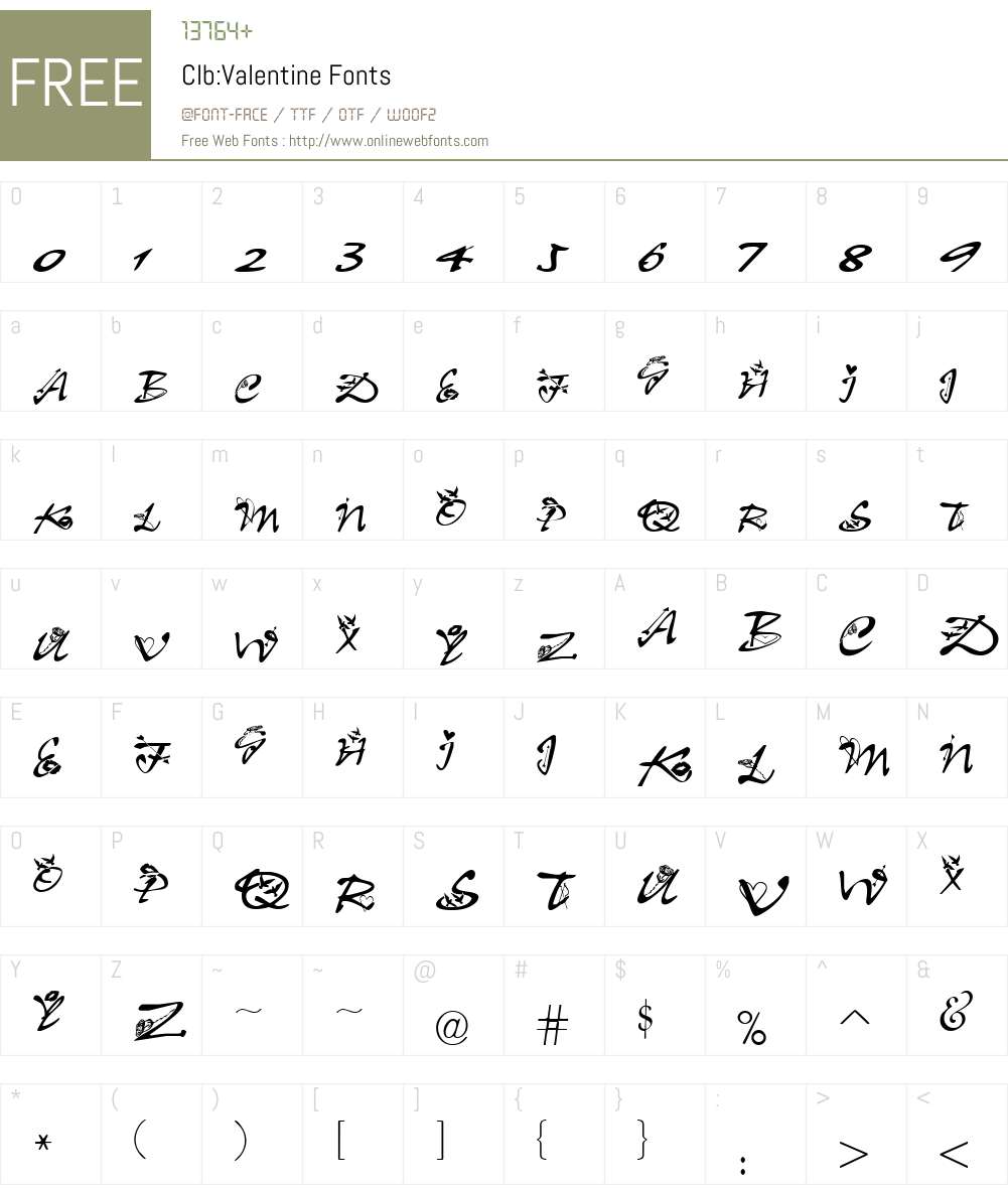 Clb:Valentine Font Screenshots