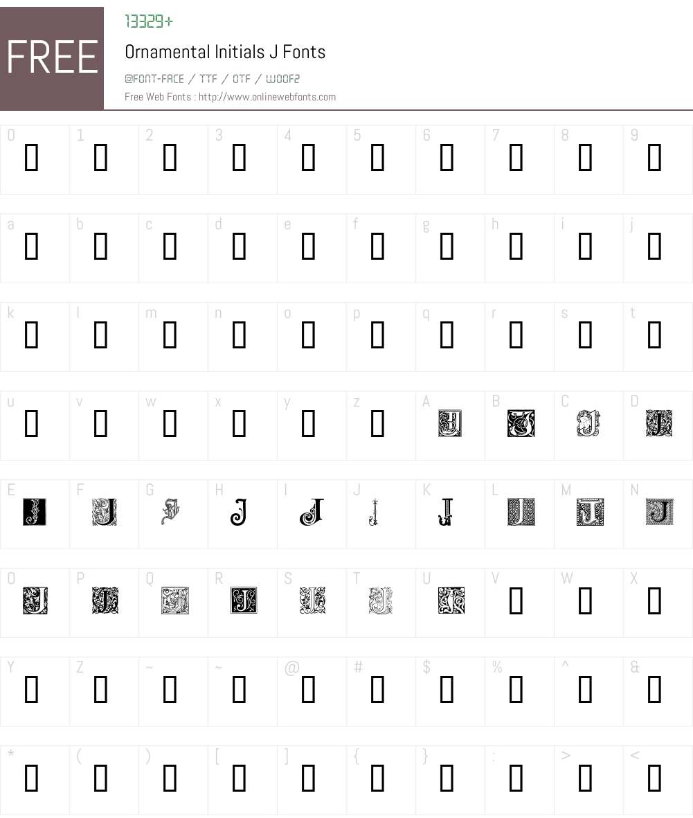 Ornamental Initials J Font Screenshots