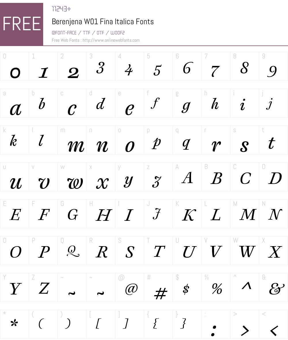 BerenjenaW01-FinaItalica Font Screenshots