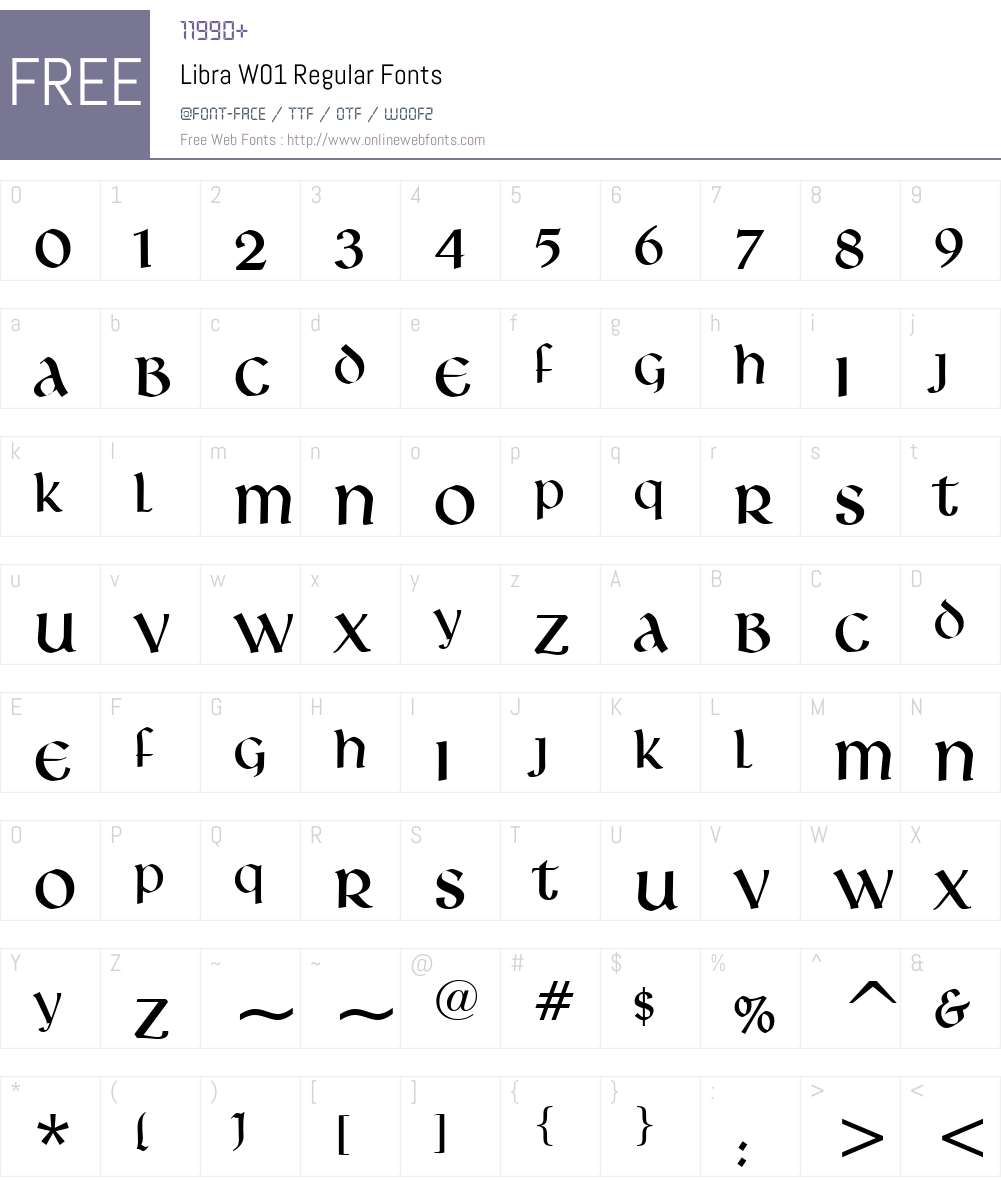 LibraW01-Regular Font Screenshots