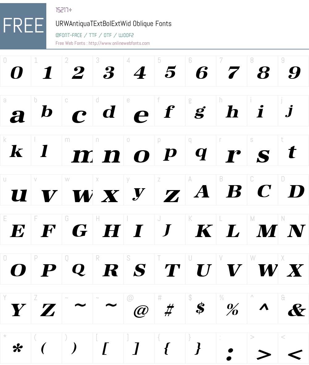 URWAntiquaTExtBolExtWid Font Screenshots