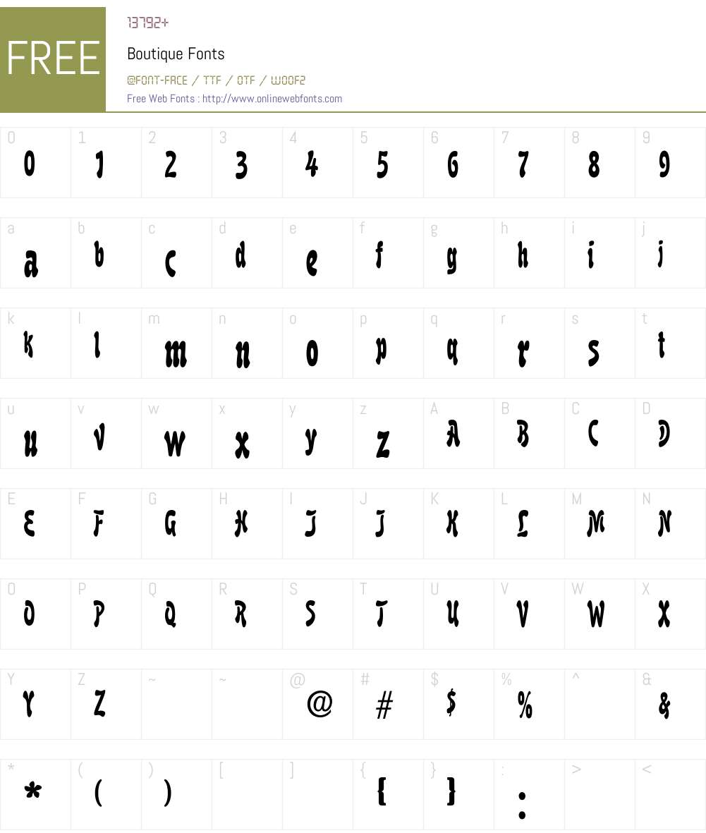 Boutique Font Screenshots