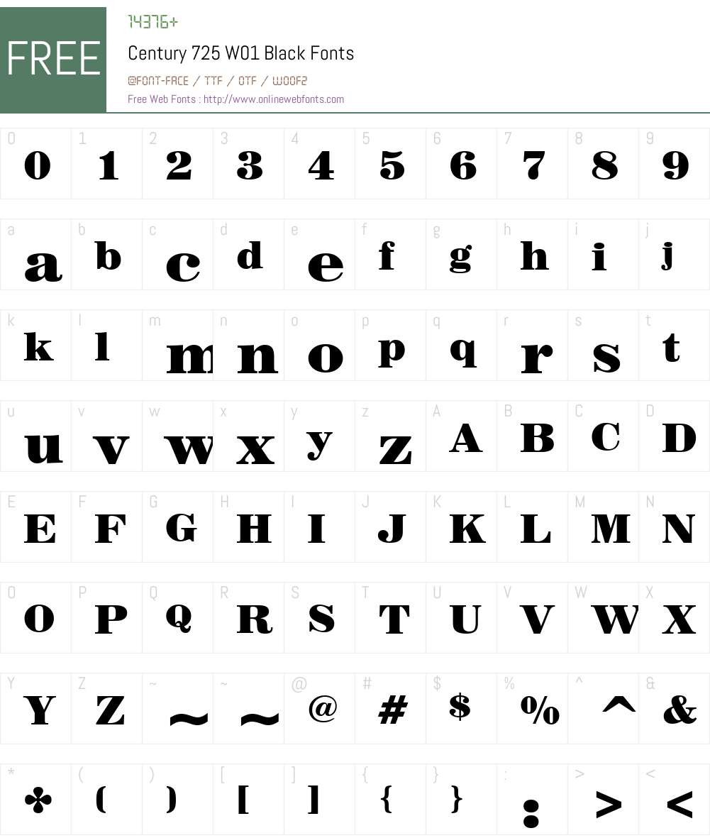 Century725W01-Black Font Screenshots