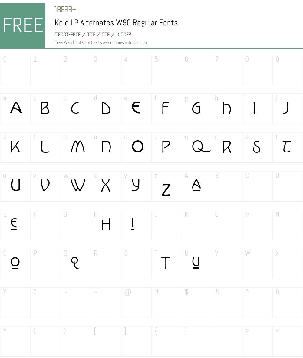 KoloLPAlternatesW90-Regular Font Screenshots