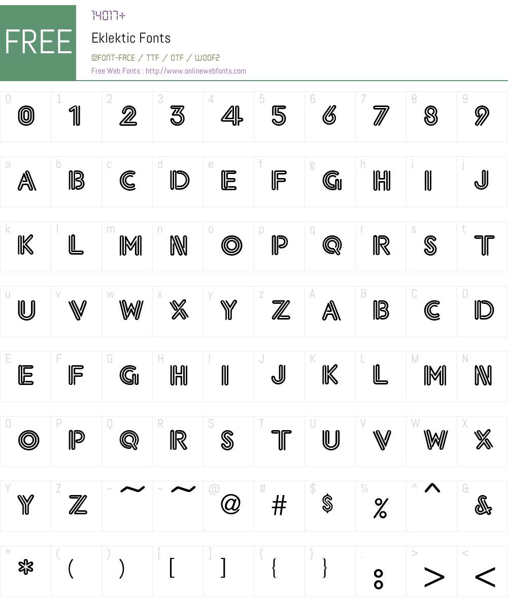 Eklektic Font Screenshots